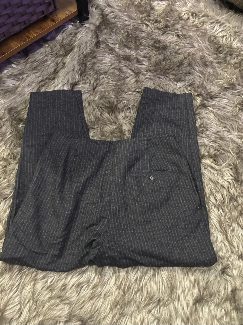 Aritzia Wilfred Chambery Pant Wool Cashmere Grey Stripe Size 10 - Picture 6 of 7